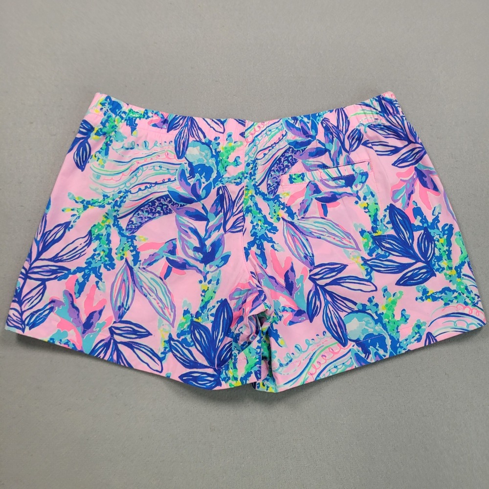 Lilly Pulitzer Womens Callahan Shorts Pink Blue Floral Tropical Small Ocean View - Picture 9 of 10